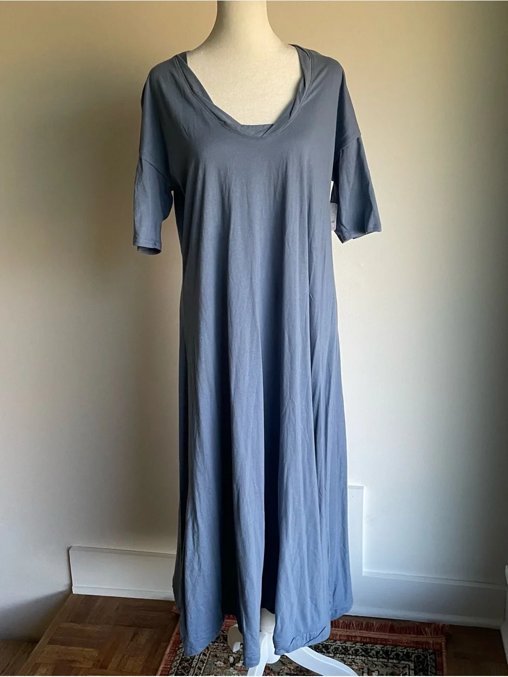 NWT Free People FP Beach Montauk Midi Dress Blue Relaxed Boho Oversized S
